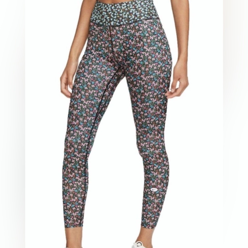 Nike Leggings Size XL One 7/8 Femme Floral Tights High Rise